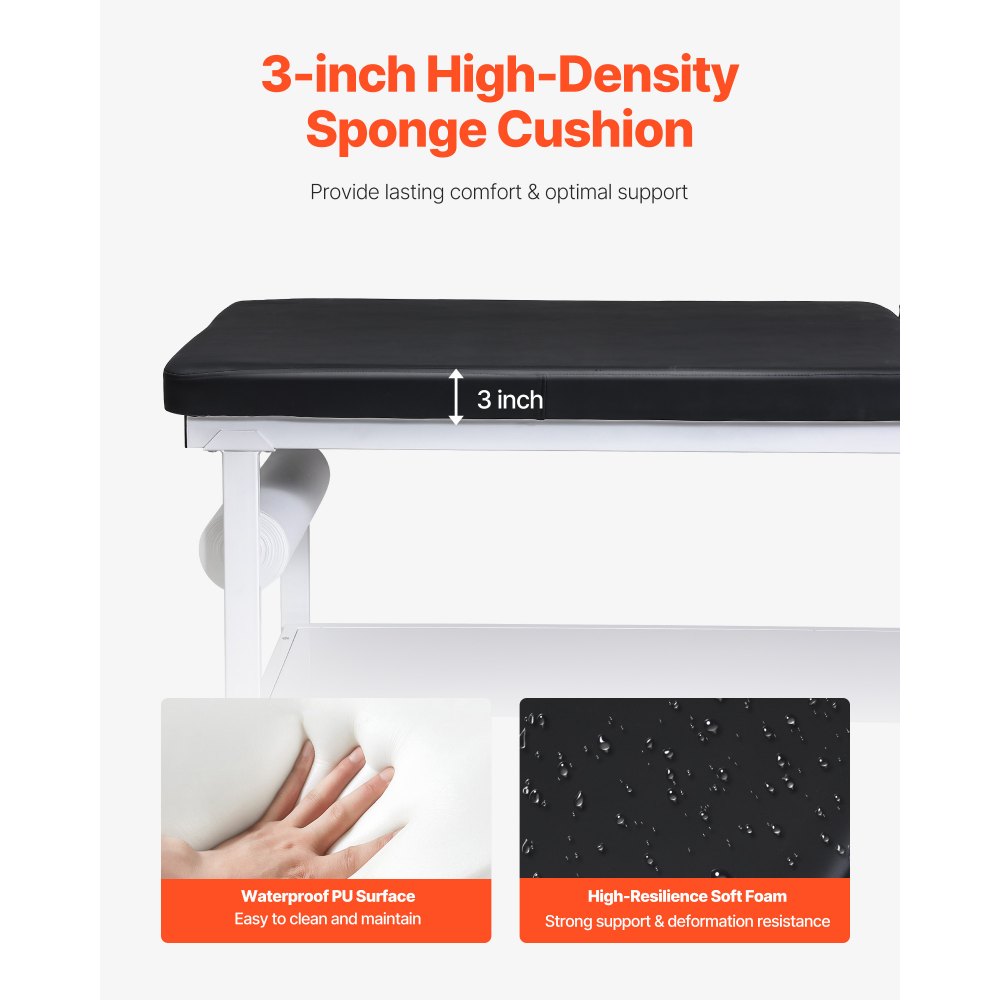 VEVOR Untersuchungsliege, 227 kg, Ruheliege 1855x705x815 mm, Krankenliege mit verstellbarer Rückenlehne (0°–40°) & Papierrollenhalter, Praxisliege für Krankenhäuser, Kliniken & Reha-Zentren