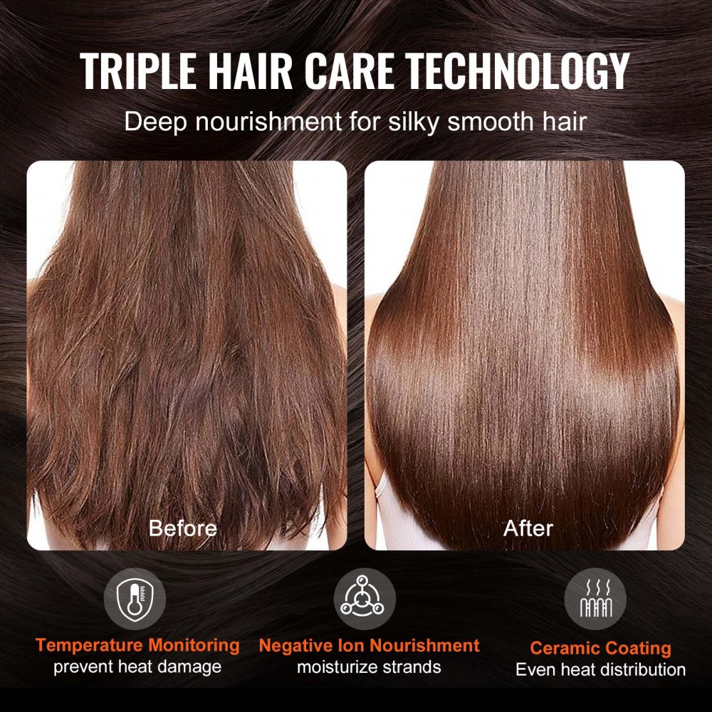 VEVOR Haartrockner, Ionen-Haartrocknerbürste, 110.000 U/min Airstyler mit Oval- & Paddelbürste, 4 Temperatur- & 3-Geschwindigkeits-Föhnbürsten-Styling-Tool für Trocknen, Volumengebendes Glätten