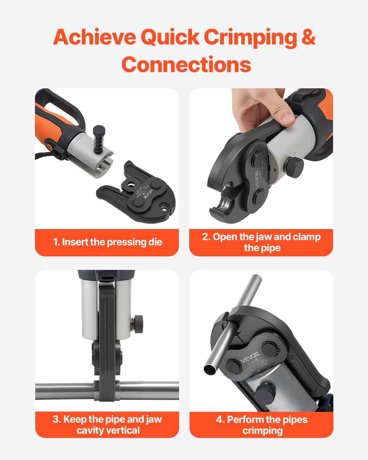 VEVOR V12 Pressbacke, 12 mm Pressbacke für V-Typ Edelstahlrohre, Crimpbacken aus Stahl, kompatibel mit Standard-Crimpwerkzeugen, ideal für HLK-Systeme, Gaspipelines & Strahlungsheizungssysteme