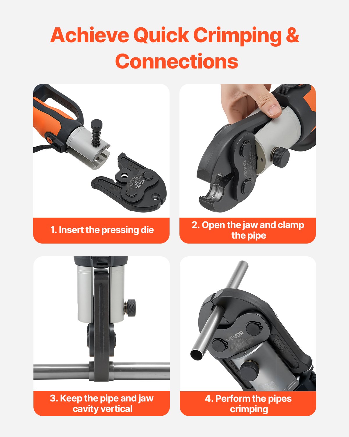 VEVOR V15 Pressbacke, 15 mm Presszange für V-Typ Edelstahlrohre, Crimpbacken aus Stahl, kompatibel mit Standard-Presswerkzeugen, Heizungs-, Lüftungs- & Klimasysteme, Gasleitungen