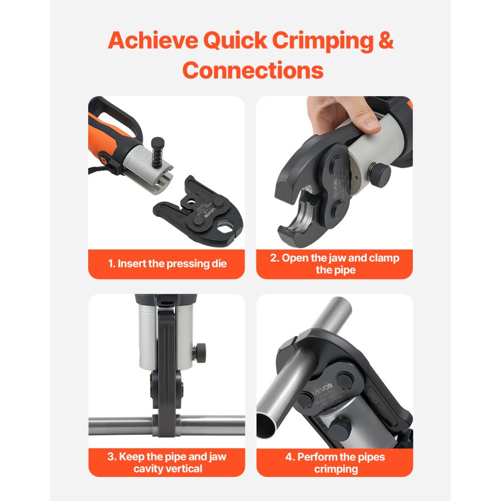 VEVOR V28 Pressing Jaw, 28mm Press Jaw for V-Type Stainless Steel Pipes, High-Strength Carburized Steel Crimping Jaws Compatible with Standard Press Tools