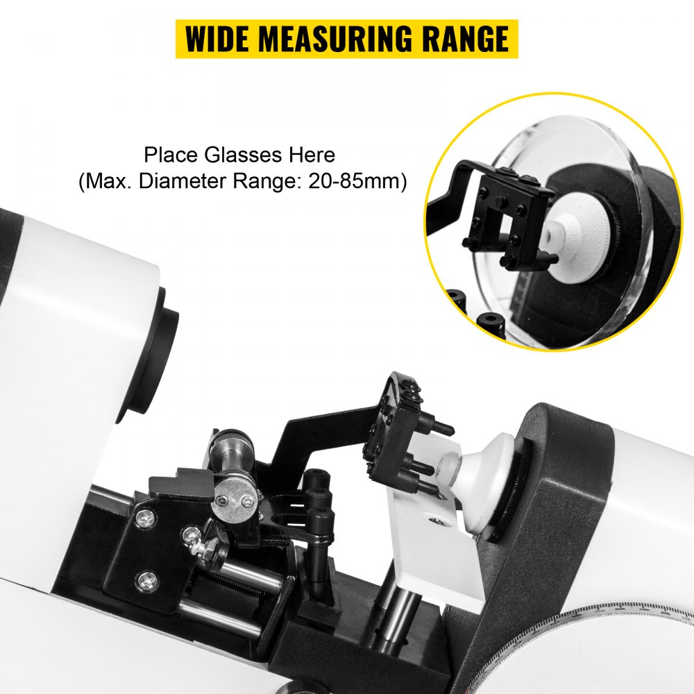 VEVOR Lensometer manuell optisch 0,125D Lensmeter 20-85mm Objektivmesser Fokussierbereich des Okulars ±5D Focimeter Vertex Diopter Messbereich ±25D ideal für Glasgeschäften, Vision Care Centern usw.