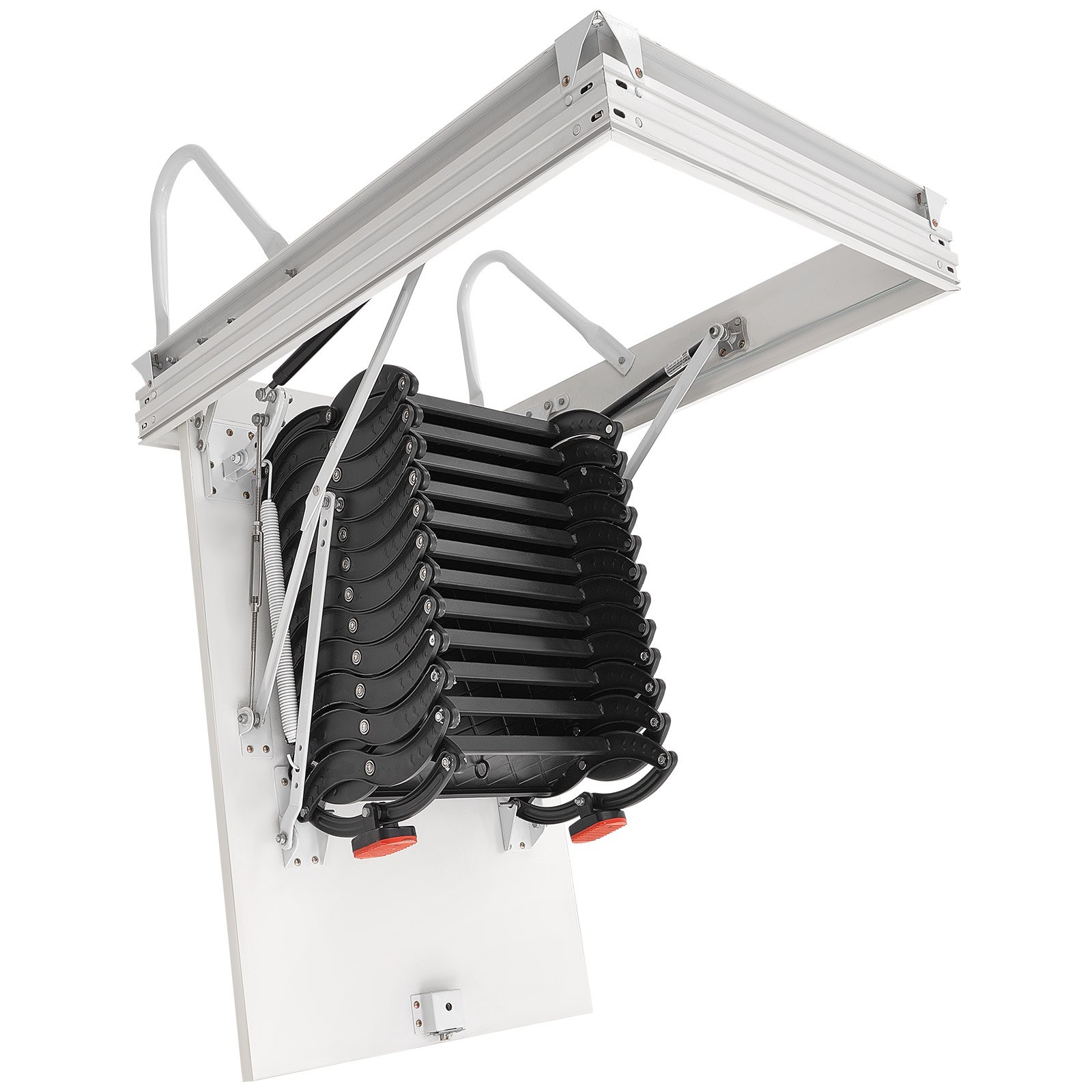 VEVOR Dachbodenleiter, Tragkraft 299,4 kg, passend für Deckenhöhen von 2,6 bis 2,85 m und Öffnungsgröße von 1000,76x698,5 mm, Scherentreppe aus legiertem Stahl mit Zugstange für Dachboden