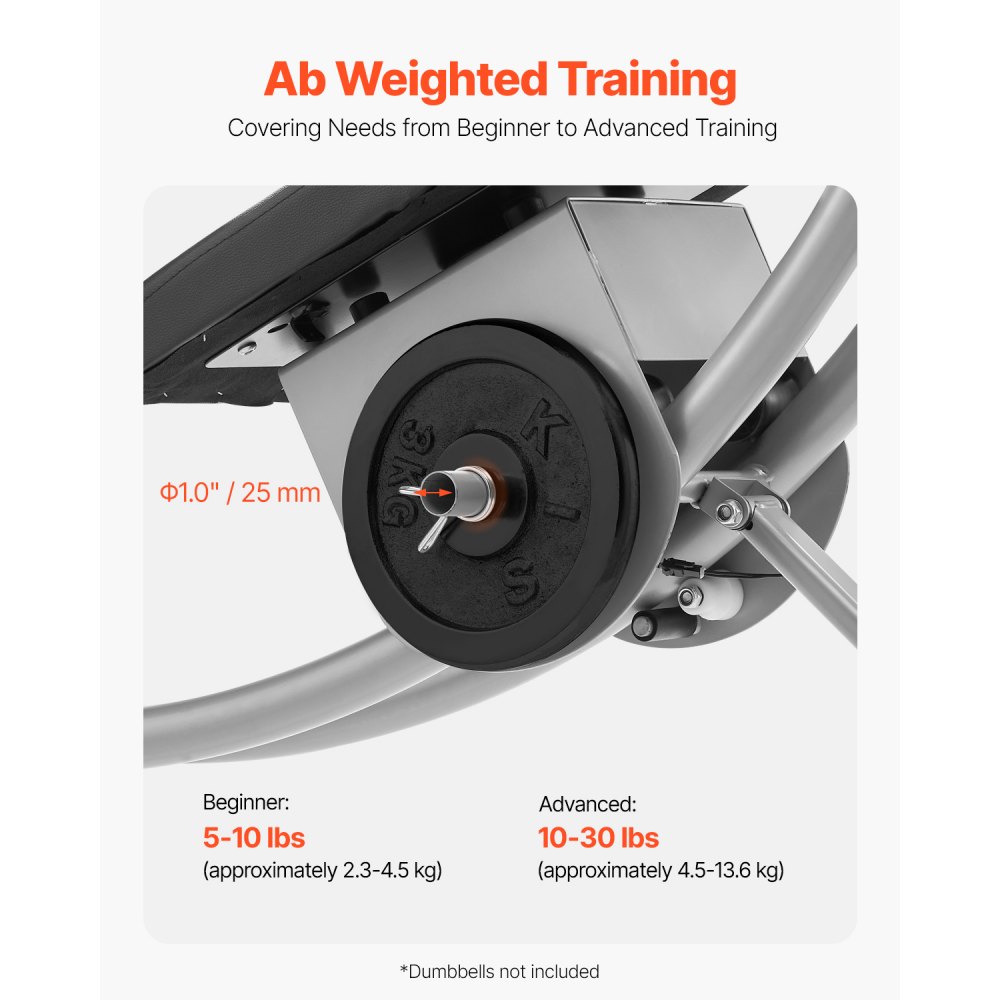 VEVOR Bauchmuskeltrainingsgerät Bauchtrainer AB-Maschine für Fitnessstudio, Bauchtrainer 200 kg Gewichtskapazität, Bauchmuskeltrainer für Krafttraining, klappbares verstellbares Fitnessgerät