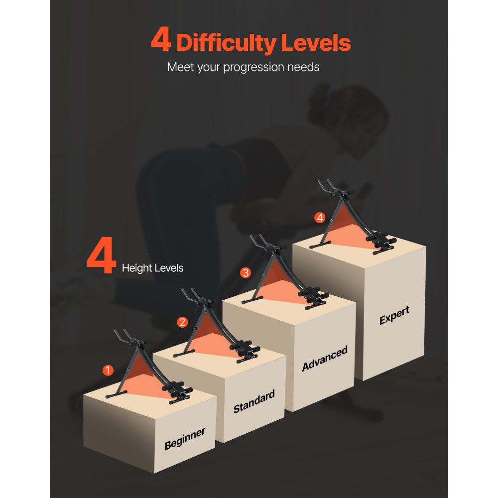 VEVOR Bauchmuskeltrainingsgerät Bauchtrainer AB-Maschine für Fitnessstudio, Bauchtrainer 200 kg Gewichtskapazität, Bauchmuskeltrainer Krafttraining, klappbares verstellbares Fitnessgerät Schwarz