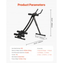 VEVOR Ab-Maschine Bauchtrainer Bauchmuskeltrainer 200kg Verstellbar Schwarz