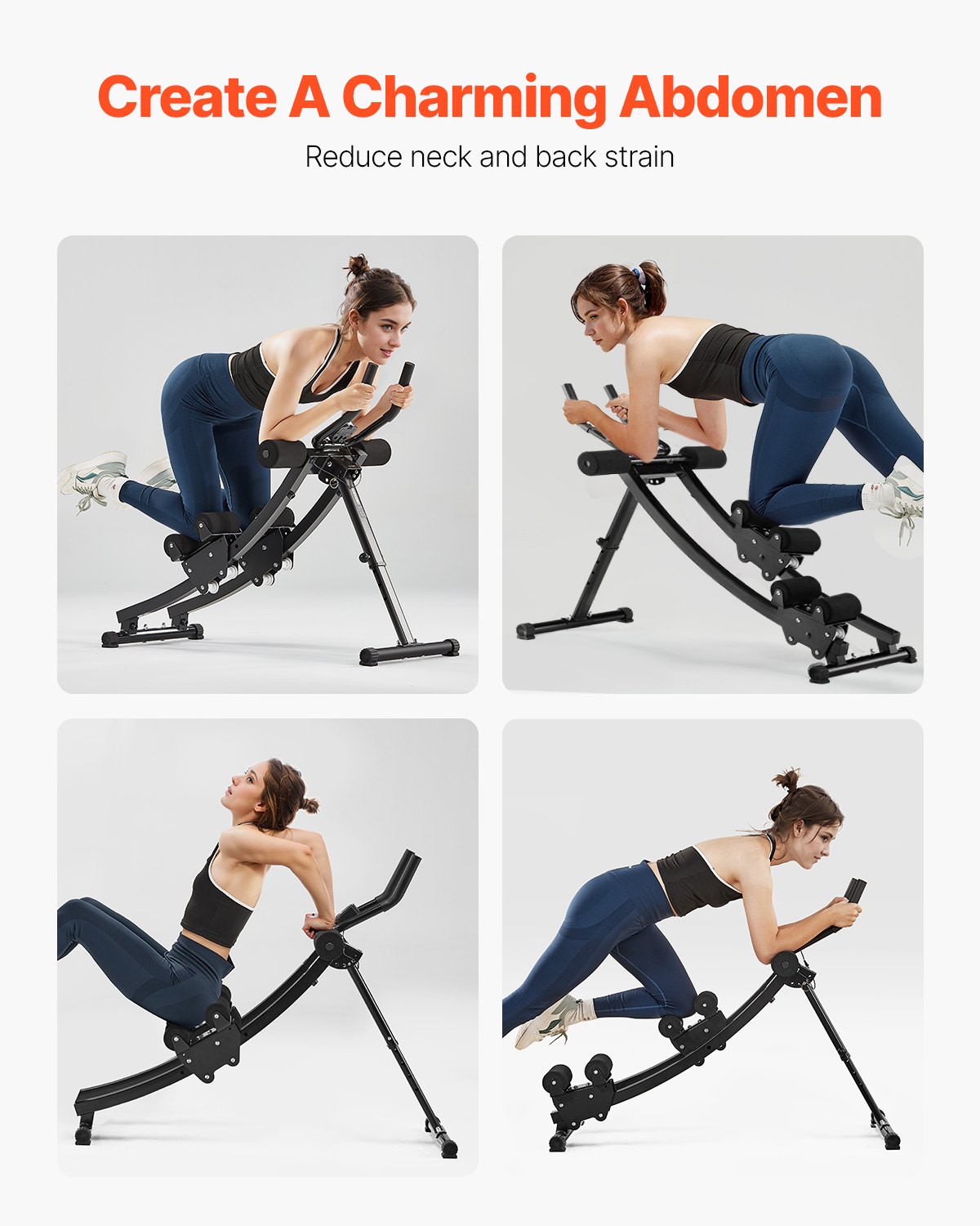 VEVOR Abdominal Muscle Training Device, Abdominal Trainer, AB Machine for Gym, Abdominal Trainer with 200 kg Weight Capacity, Abdominal Muscle Trainer for Strength Training, Foldable Adjustable Fitness Equipment