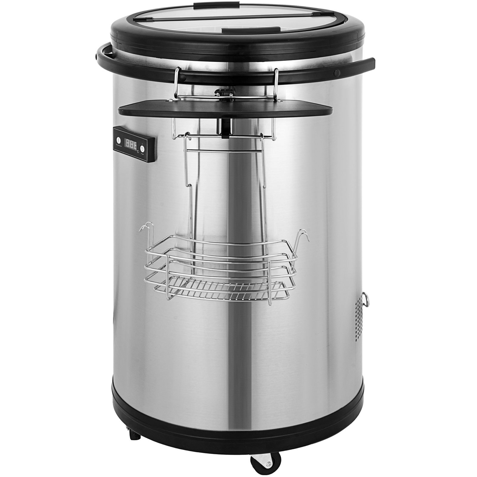 Weinkühler Party Kühlschrank 50l Edelstahl Bewegbar Hartglas Digitalanzeige