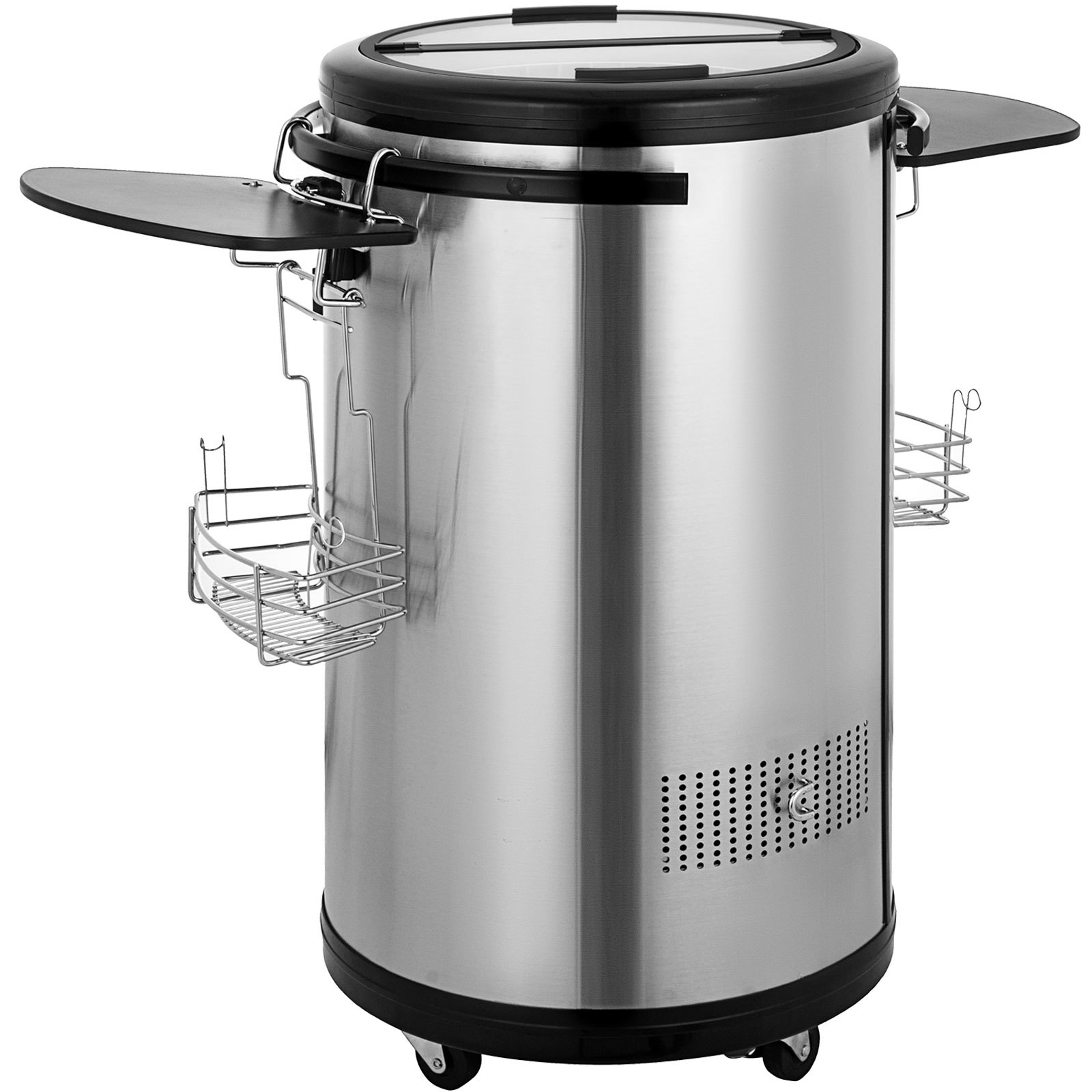 Weinkühler Party Kühlschrank 50l Edelstahl Bewegbar Hartglas Digitalanzeige