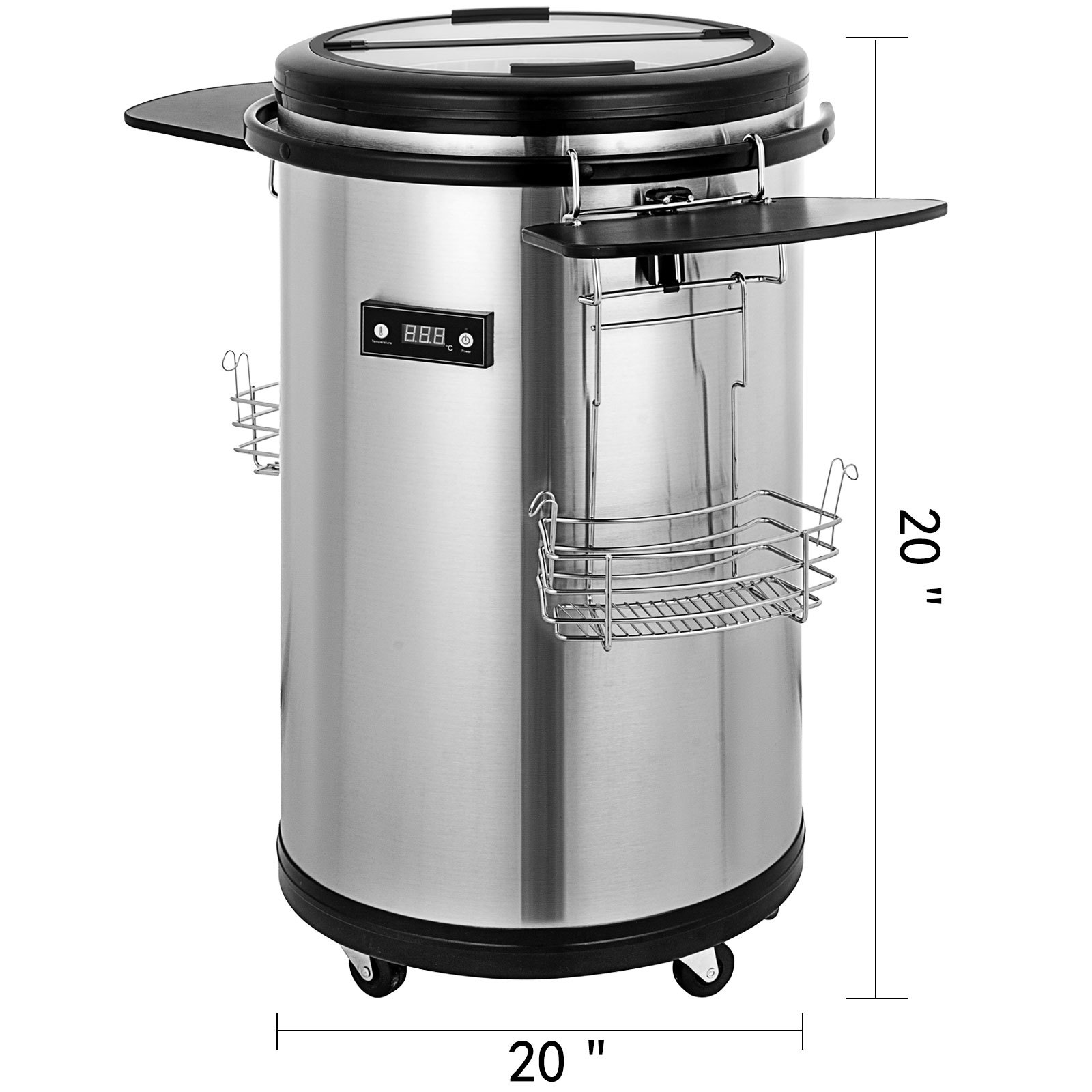 Weinkühler Party Kühlschrank 50l Edelstahl Bewegbar Hartglas Digitalanzeige