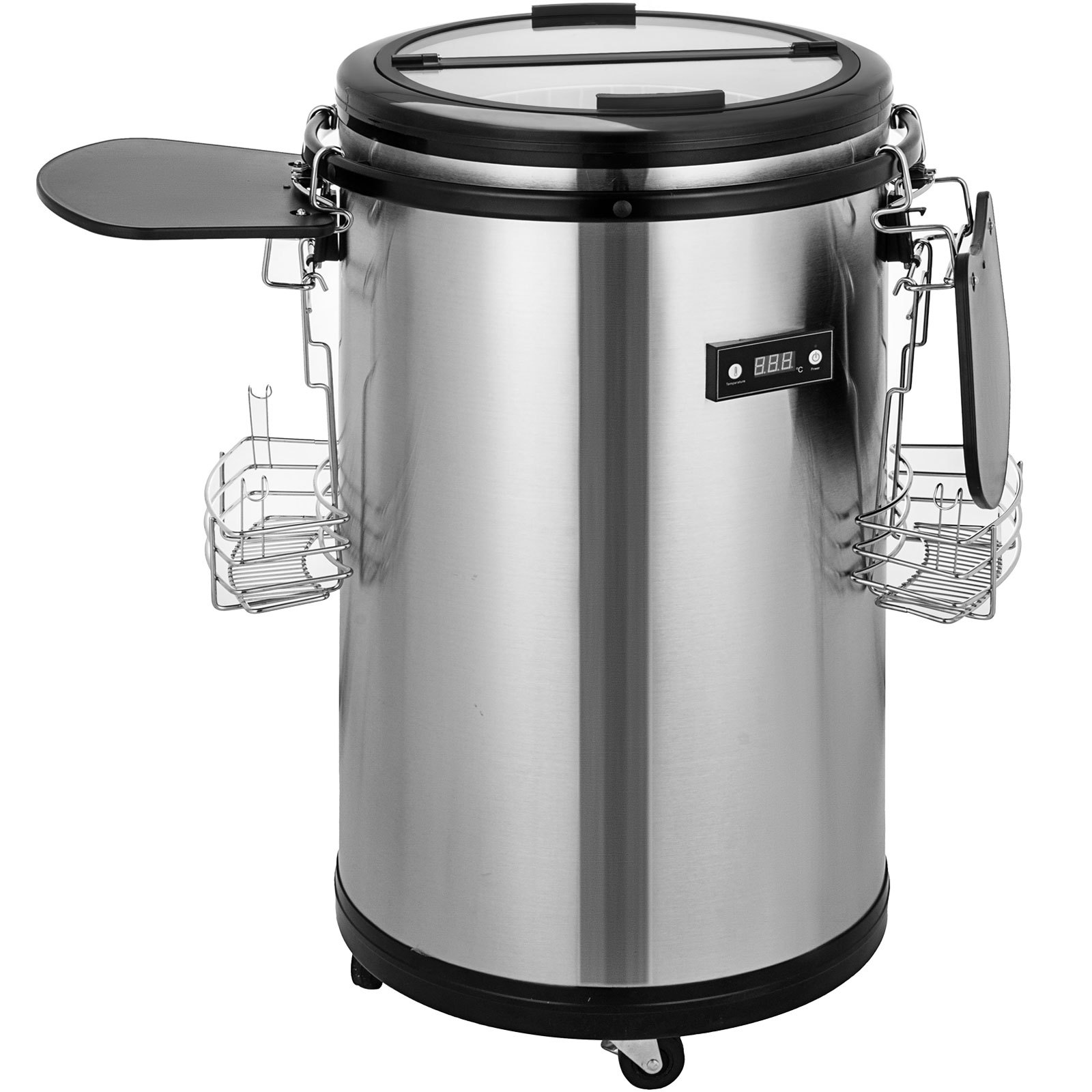 Weinkühler Party Kühlschrank 50l Edelstahl Bewegbar Hartglas Digitalanzeige