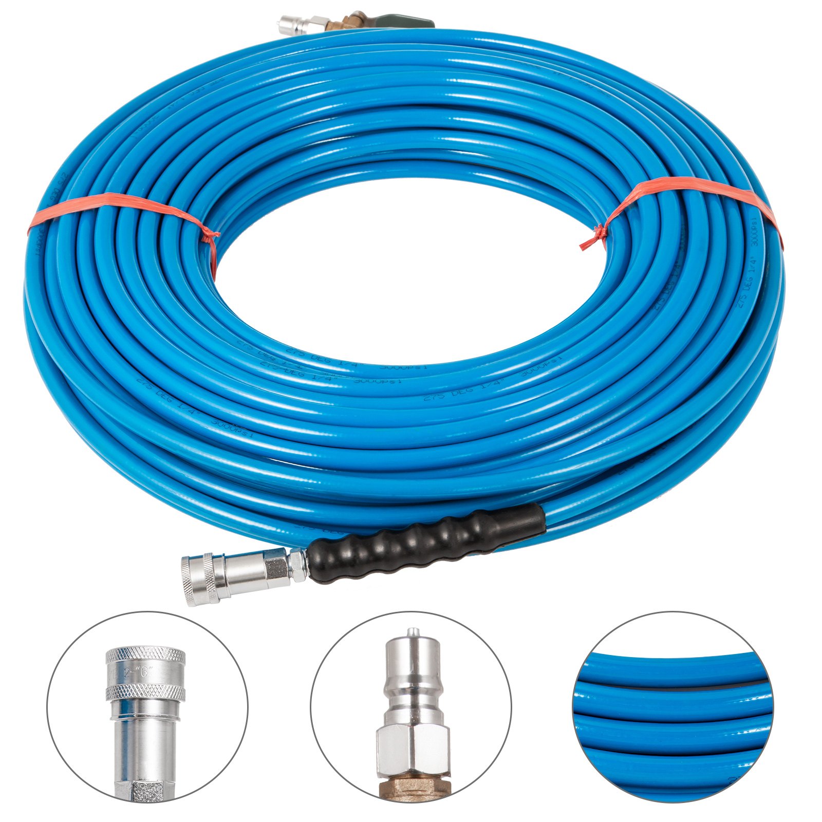 1/4" 22m Rohrreinigungsschlauch Rohrreiniger Hochdruckschlauch Stahl 3000psi