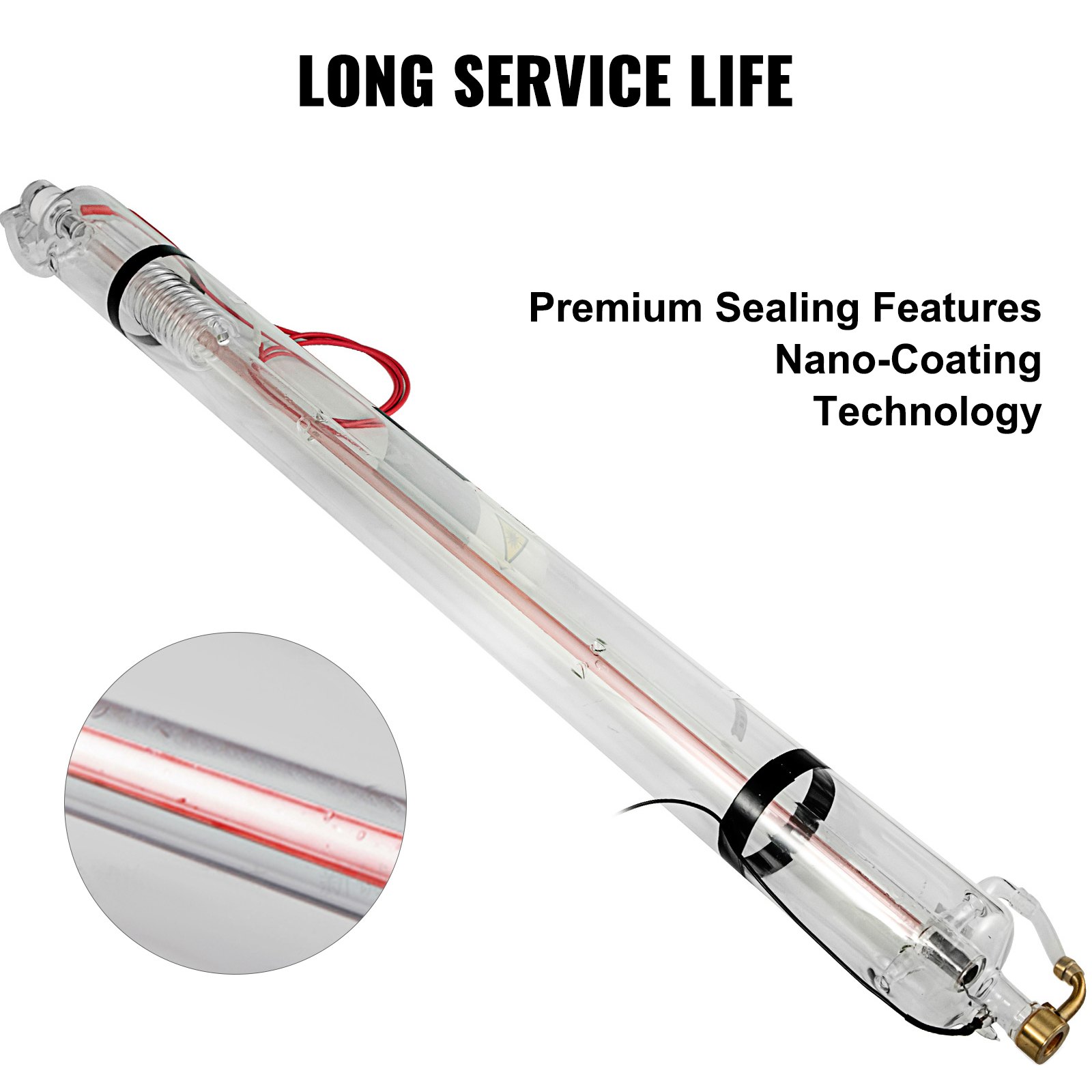 VEVOR 100 W CO2-Laserröhre Professionelle Laserröhre 1430 mm Länge Glas-Laserröhre für Laserschneiden Lasergravieren Lasermarkieren und Acrylschneiden