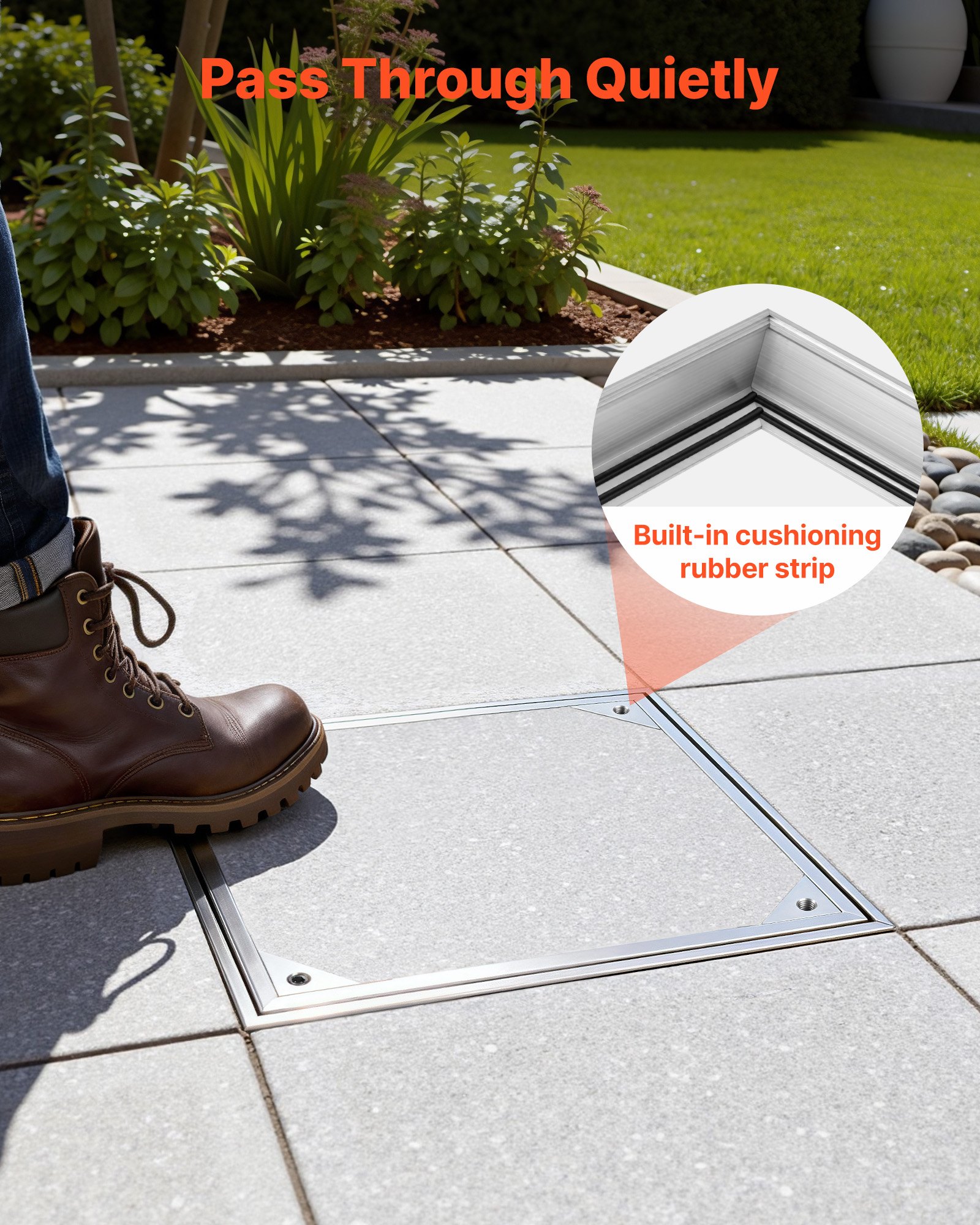 VEVOR Schachtabdeckung mit Rahmen 40 x 40 cm, Unsichtbarer Schachtdeckel Auspflasterbarer Klärgrubendeckel aus Aluminiumlegierung für Integrierten Abflusskanal auf Gehwegen in Gärten auf Terrasse