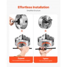 VEVOR 200mm 3-Backen-Drehfutter Spannfutter mit 57,15-mm-8-Gewindeträgerplatte