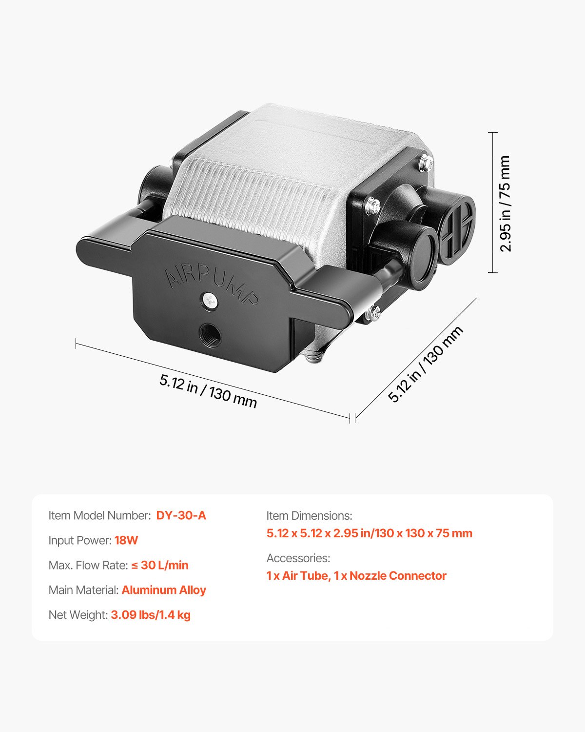 VEVOR Air Assist 30 L/min, Luftunterstützungsset für Lasergravierer, beseitigt Rauch & Staub, reduziert die Oberflächentemperatur, schützt die Laserlinse, zum Lasergravieren von Holz & Metall
