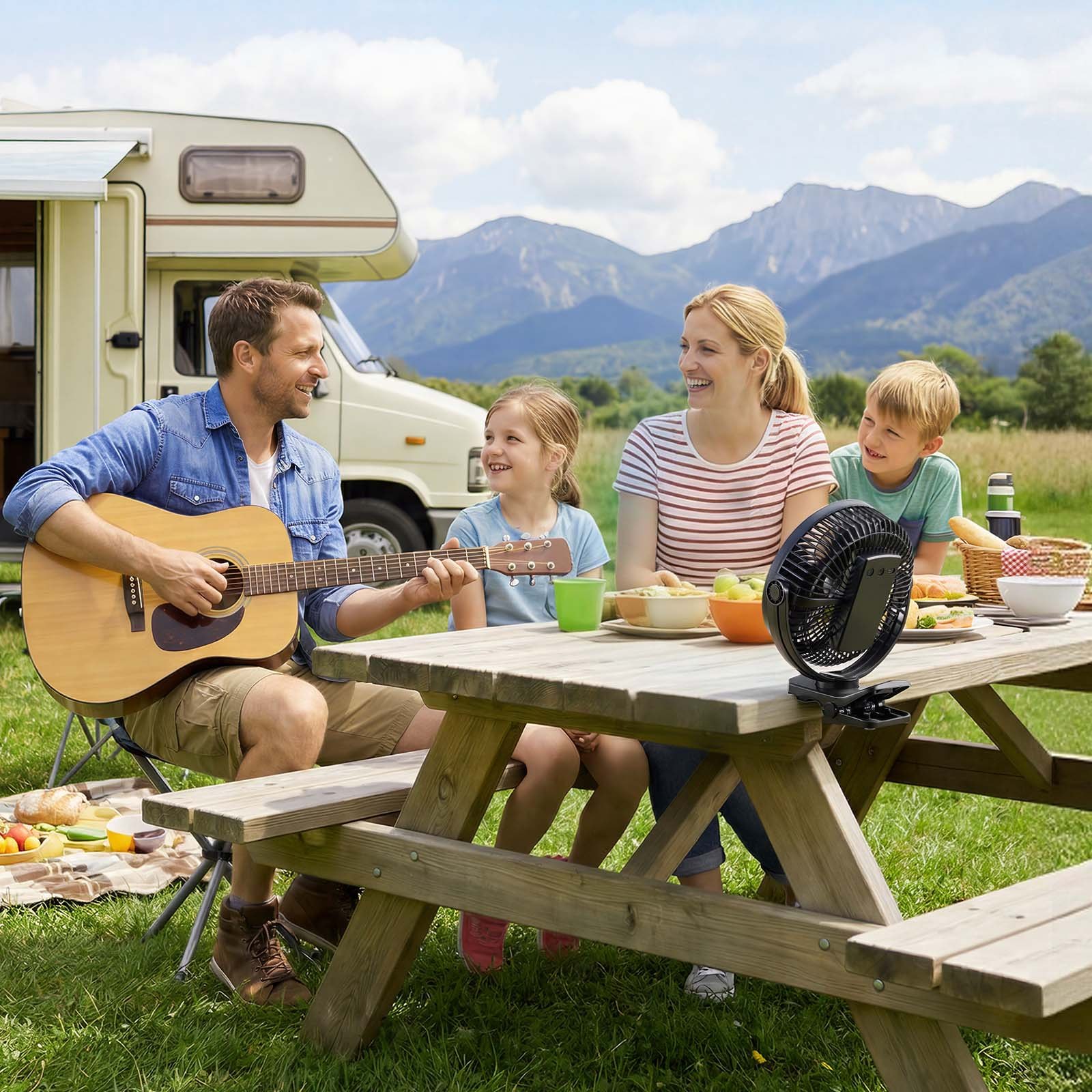 VEVOR Mini Ventilator mit Clip, Tischventilator mit USB-Anschluss, 3 Geschwindigkeitsstufen & Zirkulationsmodus, Umluftventilator für Schreibtisch, Golfwagen, Outdoor-Camping, Laufband, Schwarz