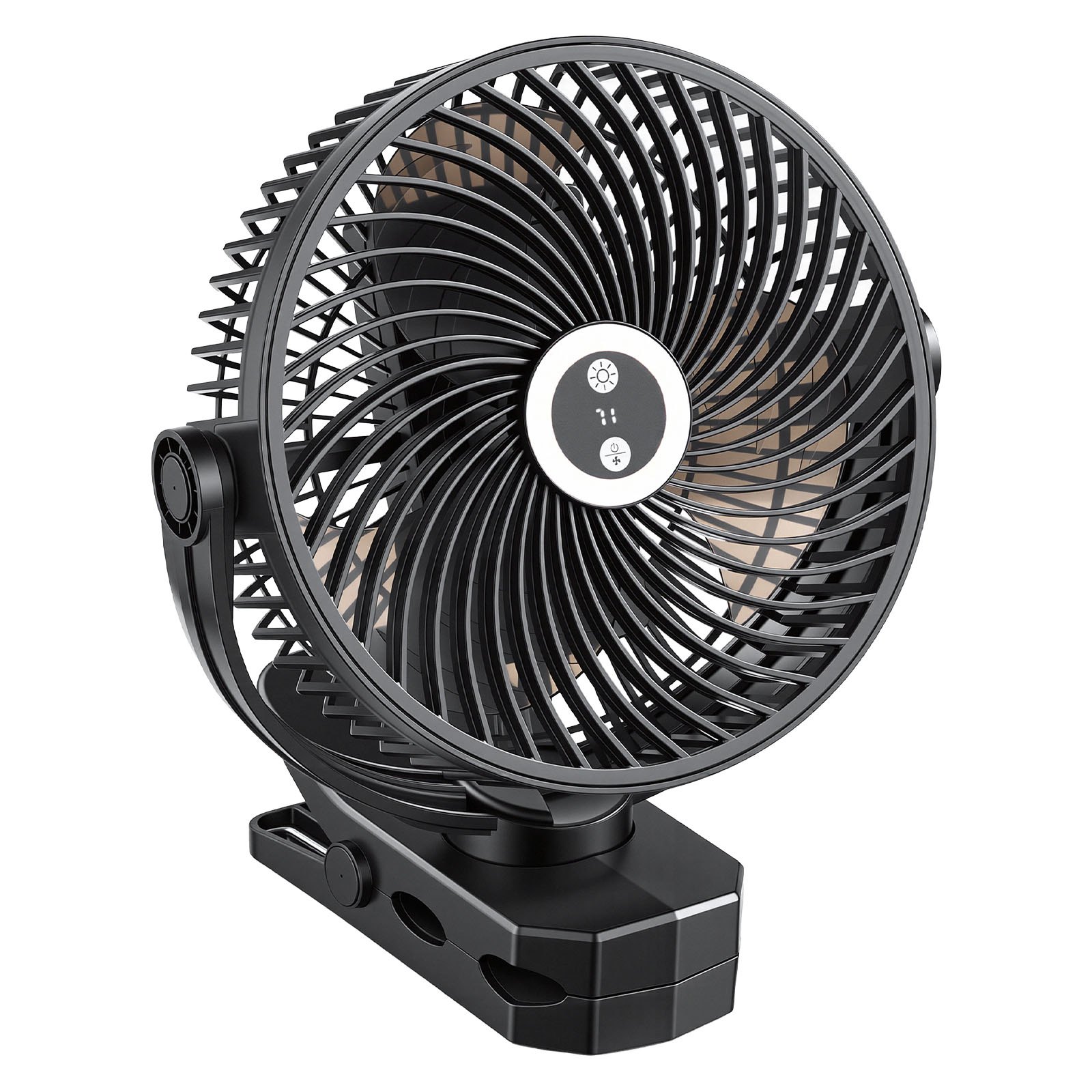 VEVOR Portable Clip Fan, Rechargeable Clip On Fan with Light, USB Port with 3 Speeds & Circulation Mode, Strong Airflow Sturdy Clamp, Long Runtime for Desk, Golf Cart,Outdoor Camping Treadmill,Black