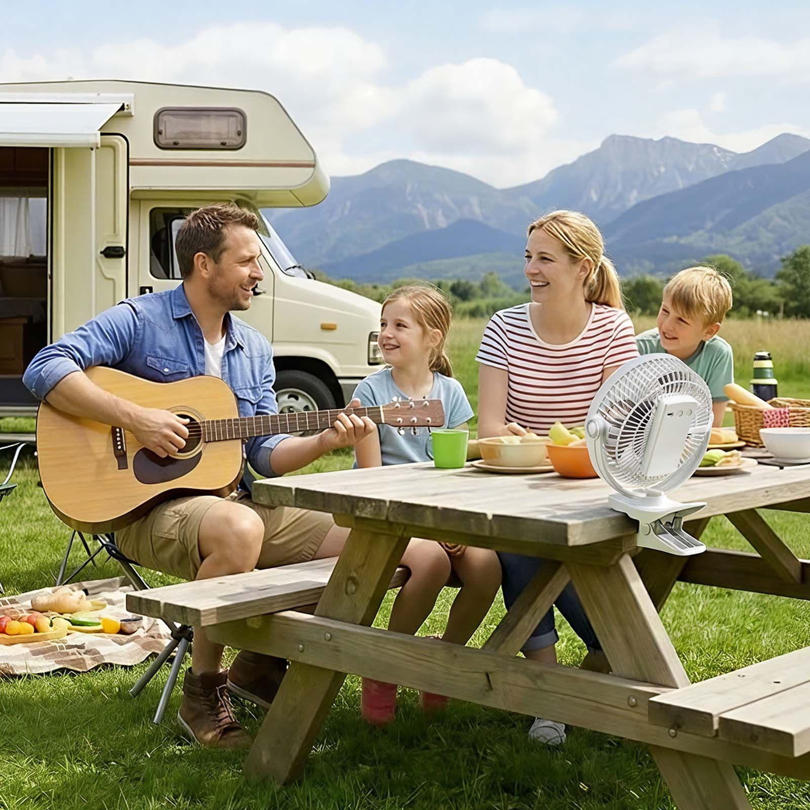 VEVOR Mini Ventilator mit Clip, Tischventilator mit USB-Anschluss, 3 Geschwindigkeitsstufen & Zirkulationsmodus, Umluftventilator für Schreibtisch, Golfwagen, Outdoor-Camping, Laufband, Büro, Weiß