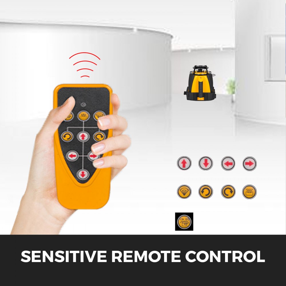 VEVOR Digitaler selbstnivellierender Rotationslaser-Kit Roter Strahl Präzise Konstruktion 500M Bereich mit Fernbedienung Empfänger