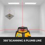 VEVOR Digitaler selbstnivellierender Rotationslaser-Kit Roter Strahl Präzise Konstruktion 500M Bereich mit Fernbedienung Empfänger