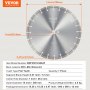 VEVOR diamond saw blade, 14 inch/350 mm concrete saw blade, wet or dry, 0.47 inch/12 mm diamond segment saw blade with flat teeth, universal center hole diameter 1 inch/25.4 mm, for concrete, cement boards, tiles, bricks