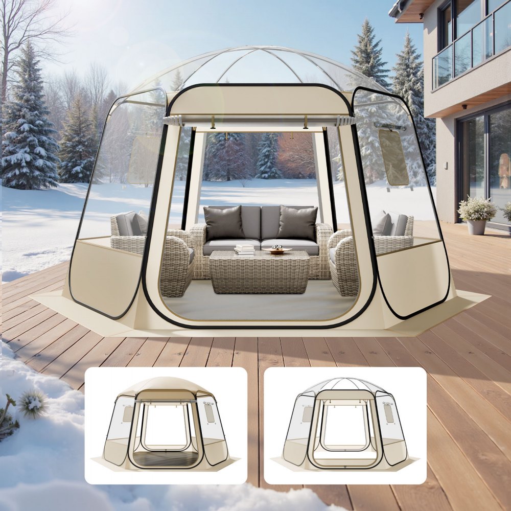 VEVOR Pop-up-Bubble-Zelt, 336x305x220 cm, transparentes Campingzelt, Garten-Kuppel-Iglu-Zelt mit Fenstern, 540°-Panoramablick, für 8–10 Personen, Terrasse, Hinterhof