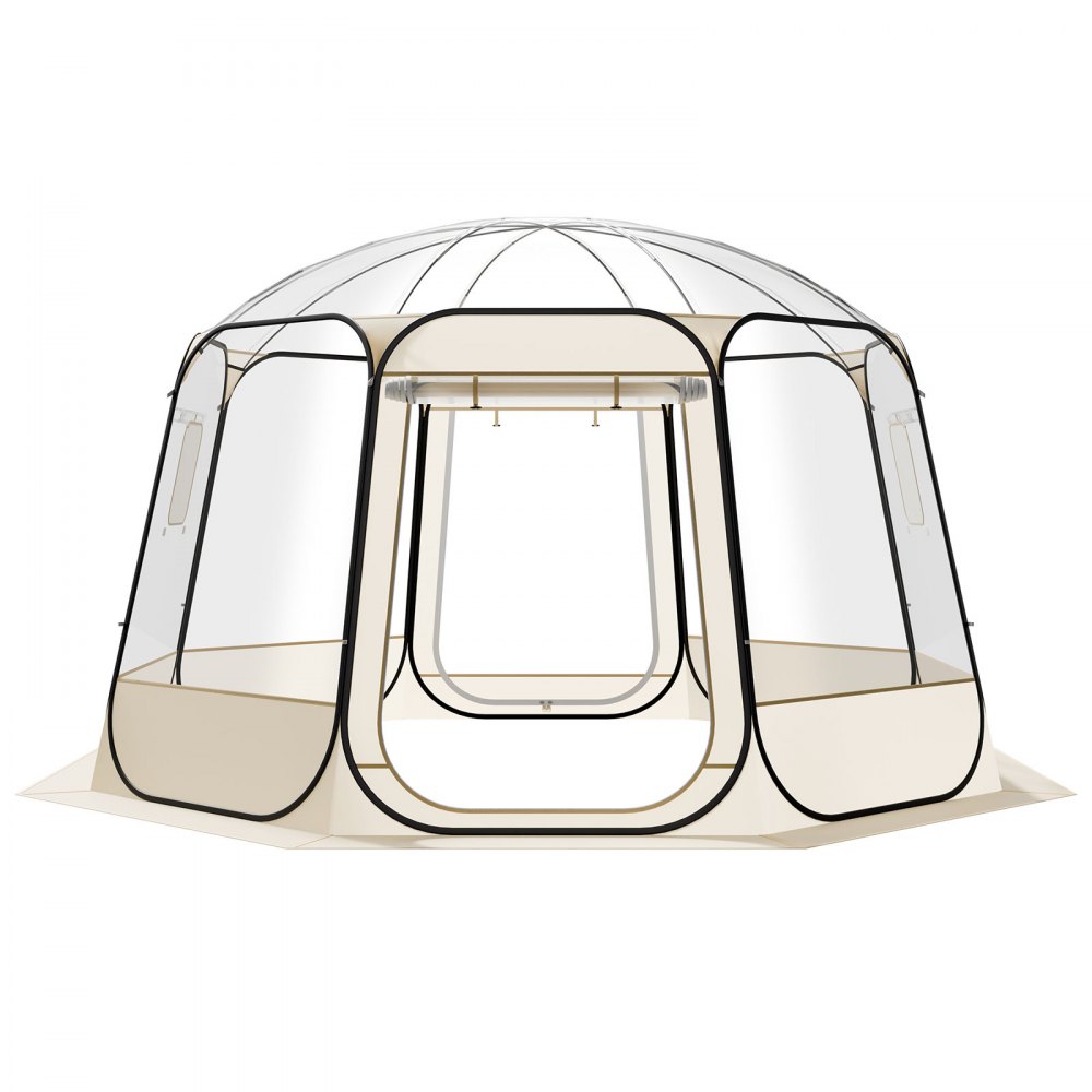 VEVOR Pop-up-Bubble-Zelt, 366 x 345 x 220 cm, transparentes Campingzelt, Garten-Kuppel-Iglu-Zelt mit Fenstern, Sportzelt, 540°-Panoramablick, für 10–12 Personen, Terrasse, Hinterhof