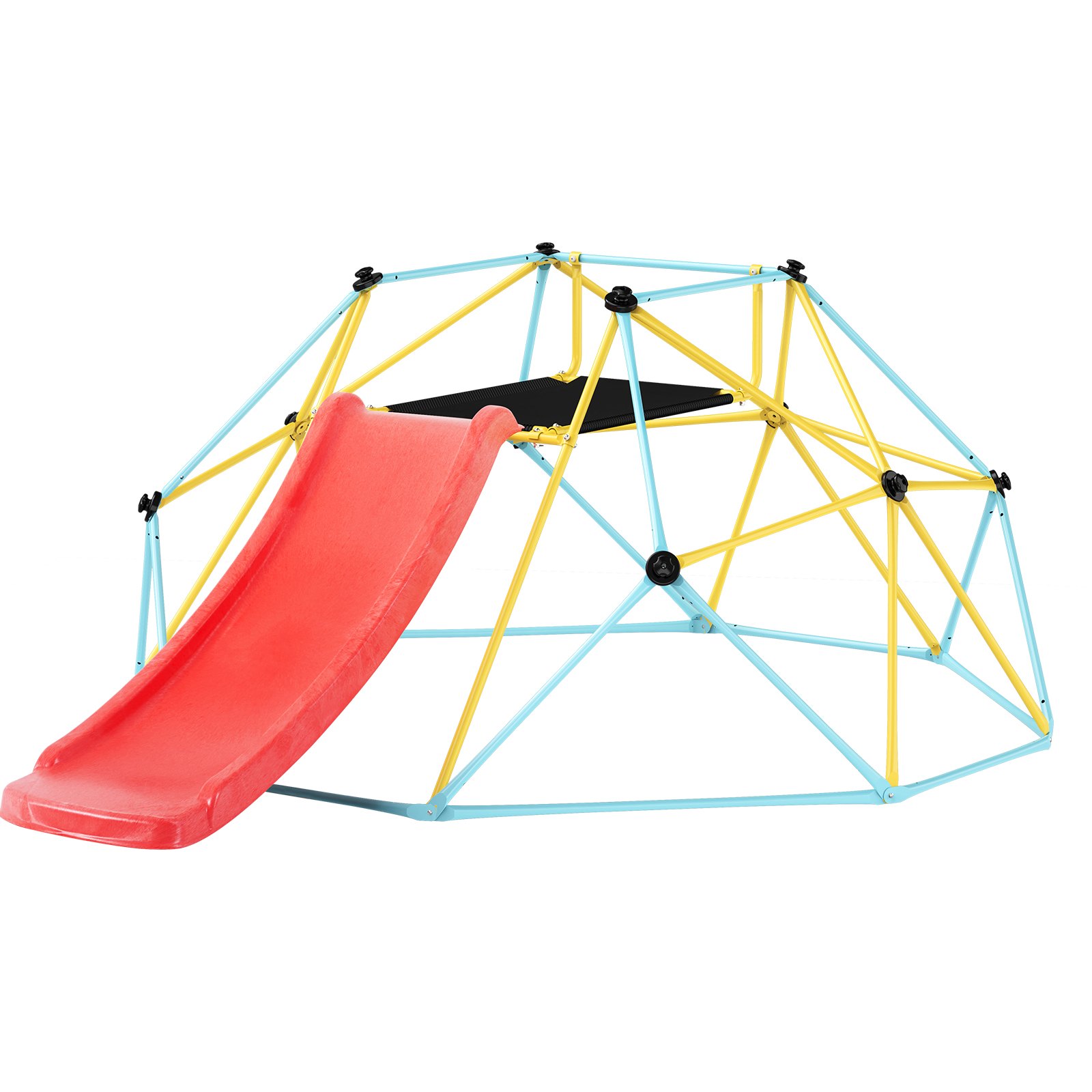 VEVOR Kletterkuppel, 2,44 m geometrisches Klettergerüst mit Rutsche, für Kinder von 3 bis 9 Jahren, Klettergerüst 272 kg Tragfähigkeit, mit Klettergriff, Indoor-/Outdoor-Spielgerät ideal Hinterhof