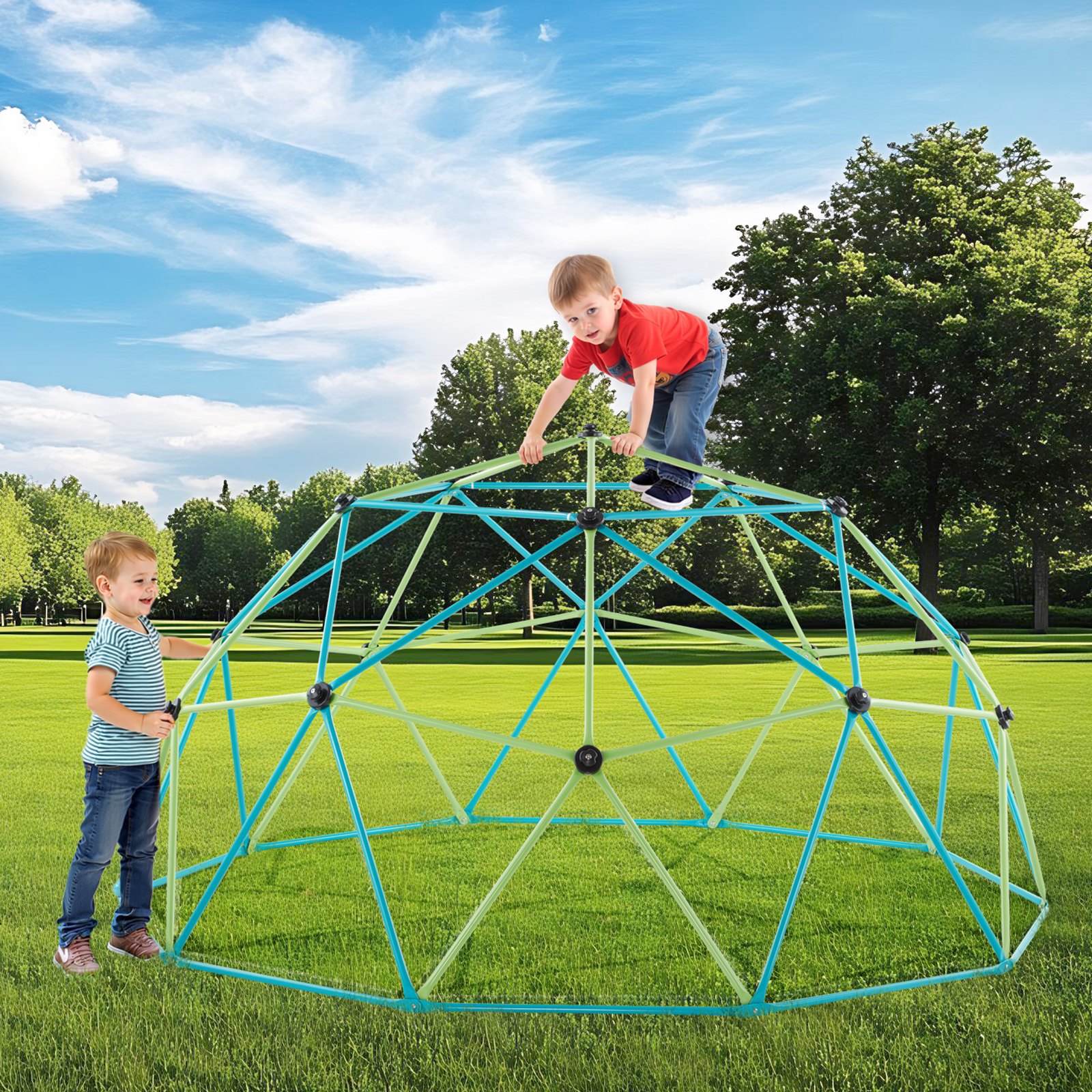 VEVOR Kletterkuppel geometrisches Klettergerüst (305 cm breit) mit Tellerschaukel, 453 kg belastbares Klettergerüst, Klettergerät für Kinder von 3 bis 10 Jahren Gartenspielzeug Spielplatz