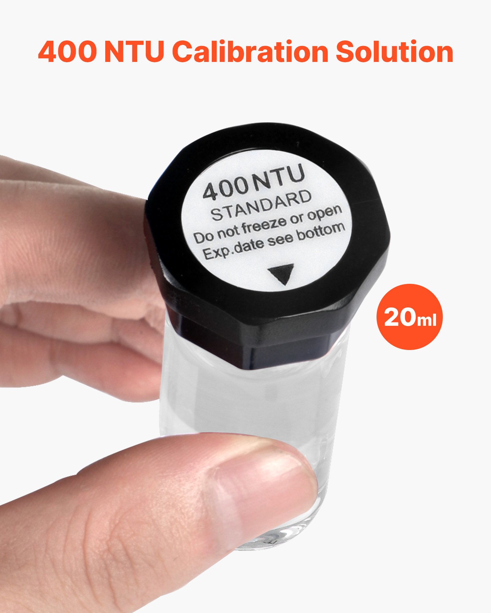 VEVOR Trübungskalibrierlösungs-Kit 20/100/400/800 NTU je 20 ml, 4 Stk. Standard-Trübungslösungs-Nachfüllung für TN2000-Trübungsmessgerät, stoßfester Schutzeinsatz, versiegeltes Flaschendesign