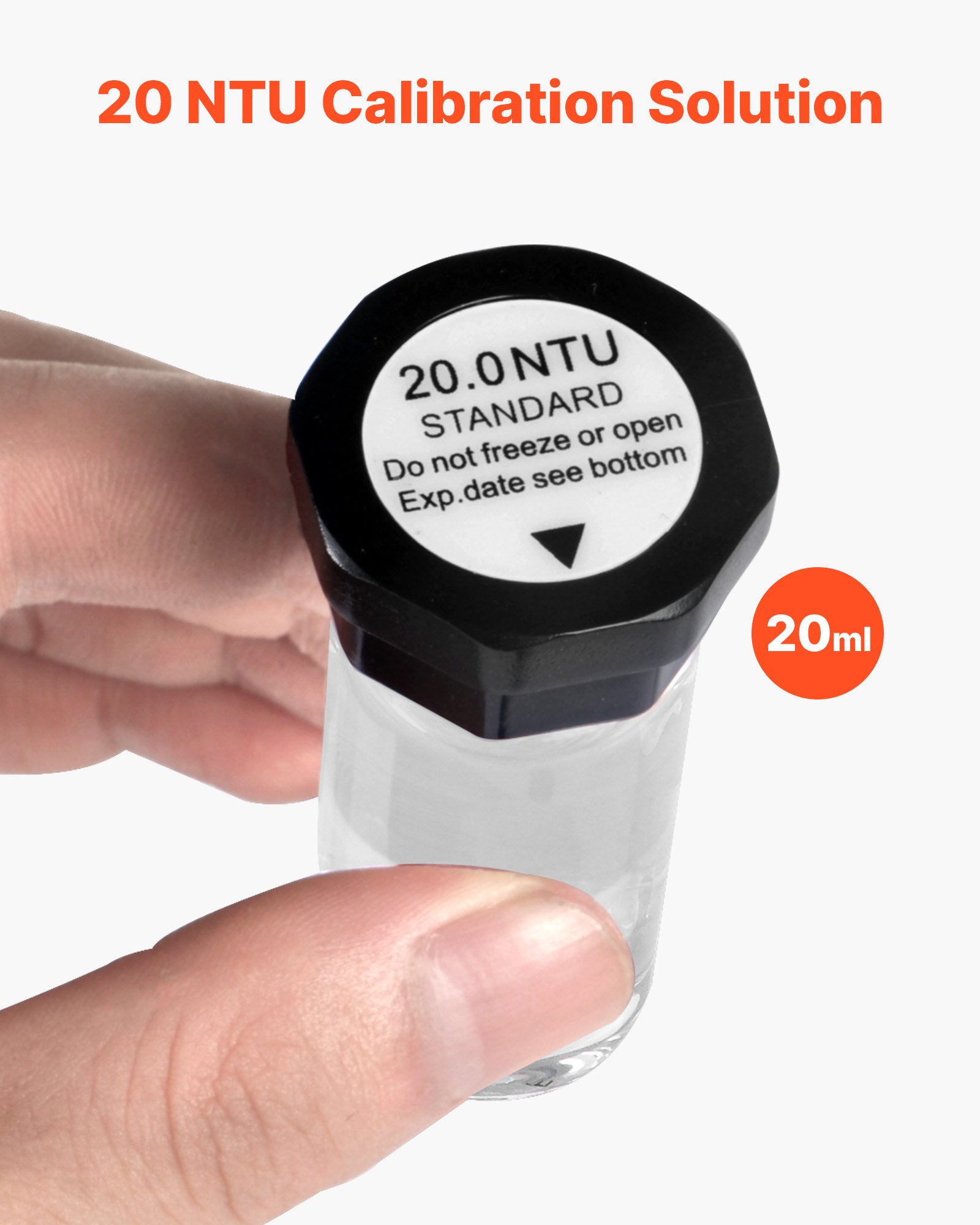 VEVOR Trübungskalibrierlösungs-Kit 20/100/400/800 NTU je 20 ml, 4 Stk. Standard-Trübungslösungs-Nachfüllung für TN1000-Trübungsmessgerät, stoßfester Schutzeinsatz, versiegeltes Flaschendesign