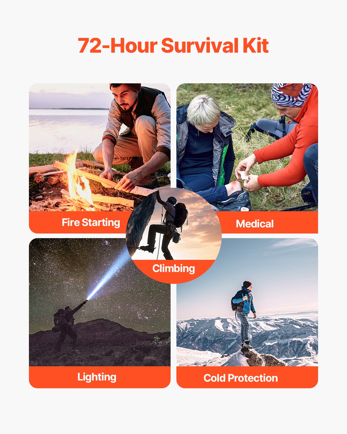 VEVOR Erste-Hilfe-Set, 250-teilig, 600D Nylon, Trauma-Erste-Hilfe-Tasche, Überlebensausrüstung & -ausstattung, Notfall-Kits, für Camping, Boot, Erdbeben, Wandern, Jagen & Outdoor-Abenteuer