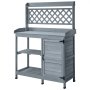 VEVOR Pflanztisch, Gärtnertisch Gartenarbeitstisch mit Unterschrank, Ablagefächern & Holzplatte, Gartenschrank, Blumentisch, Umtopftisch ideal für Terrasse, Garten & Balkon, Grau, 1100x460x1470 mm
