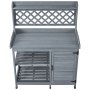 VEVOR Pflanztisch, Gärtnertisch Gartenarbeitstisch mit Unterschrank, Ablagefächern & Holzplatte, Gartenschrank, Blumentisch, Umtopftisch ideal für Terrasse, Garten & Balkon, Grau, 1100x460x1470 mm