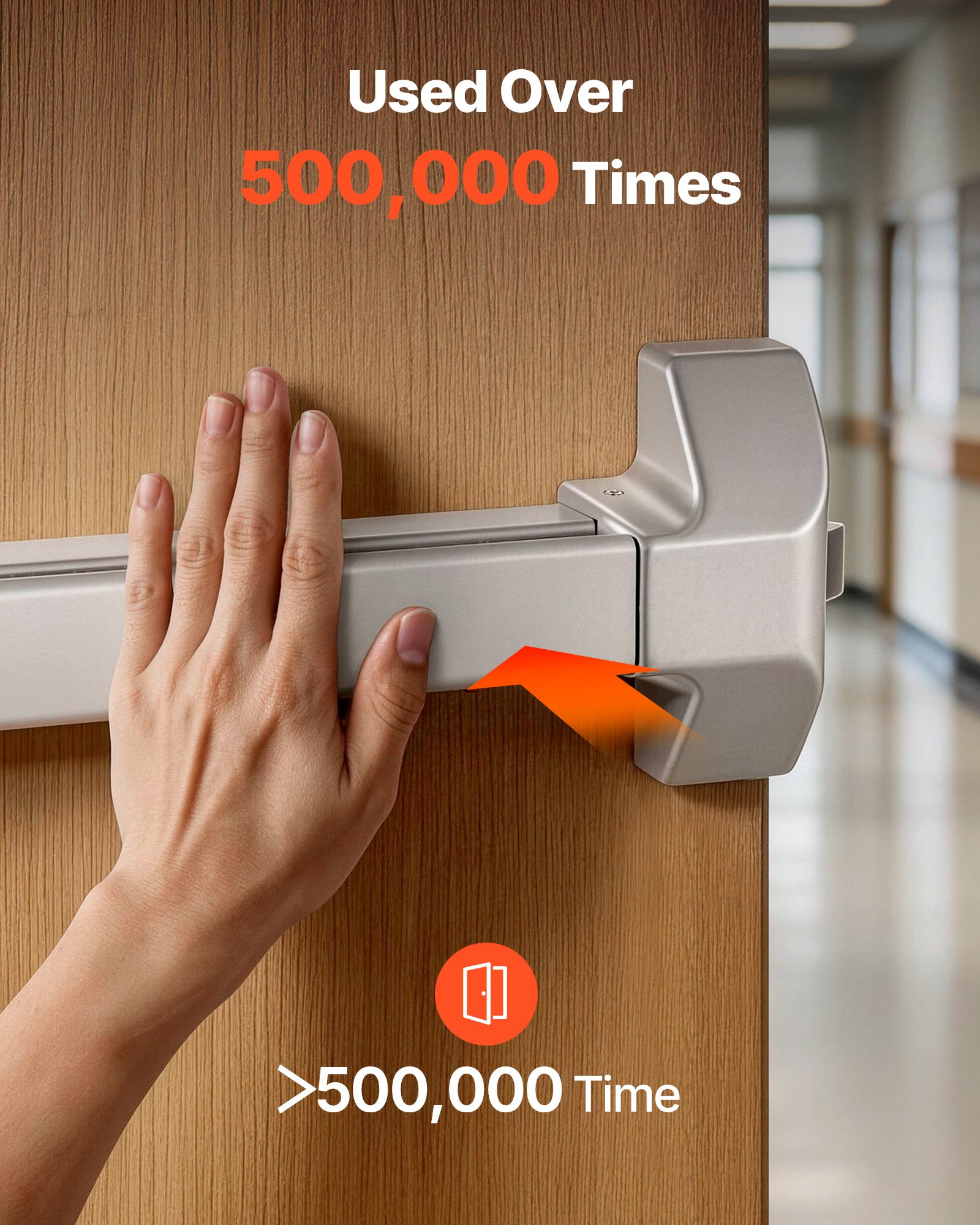 VEVOR Panikstange für Ausgangstüren 711 mm, Türdrückstange für Notausgangstüren, Notausgangstürbeschlag mit Warnaufkleber, Notausgangsstange für 71–104 cm breite Holz-/Metalltüren, Silber