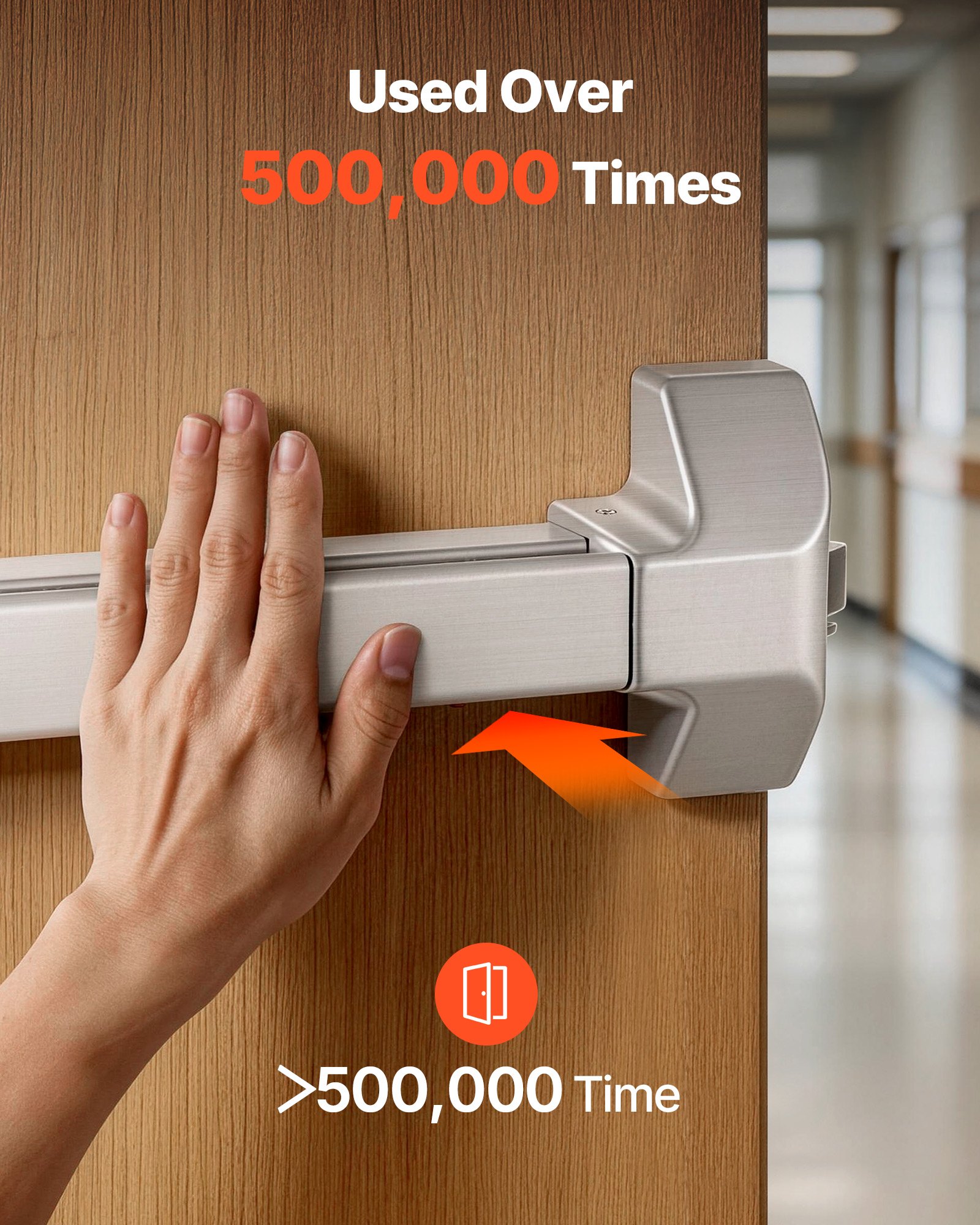 VEVOR Panikstange 1045 mm, Notausgangsstange für Notausgangstüren, Notausgangstürbeschlag mit Außenhebelgriff & 6 Schlüsseln, für 104 bis 155 cm Breite Holz- oder Metalltüren, Silber