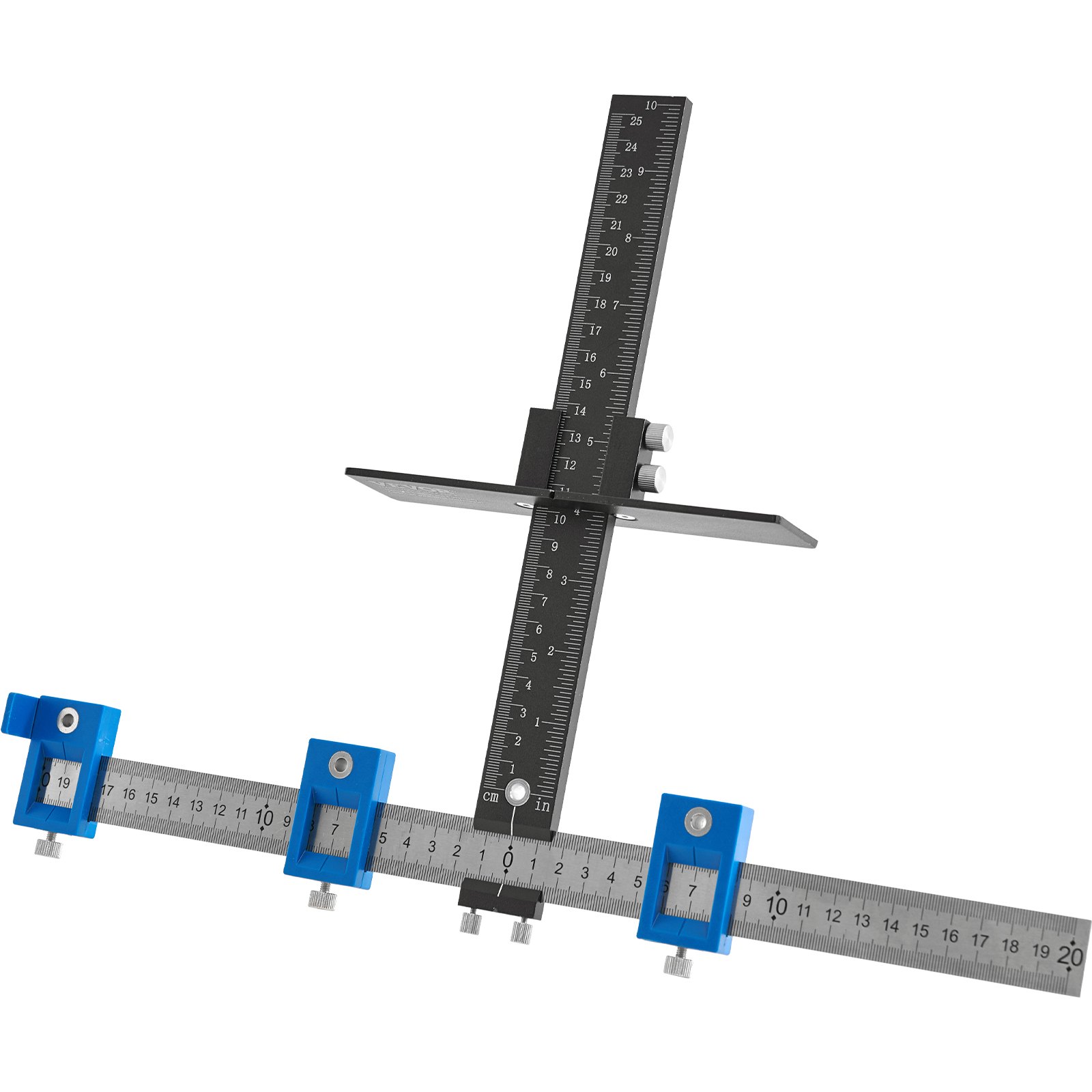 VEVOR Schrank Hardware Jig Einstellbare Punch Locator 0–25 cm Vertikal, Kabinett Hardware Jig 0–20 cm Horizontal Bohrführung Punch Locator Aluminiumlegierung + Edelstahl Drill Punch Locator