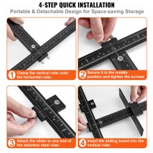 VEVOR Schrank Hardware Jig Einstellbare Punch Locator 0–25 cm Vertikal, Kabinett Hardware Jig 0–20 cm Horizontal Bohrführung Punch Locator Aluminiumlegierung Drill Punch Locator Schubladen usw.