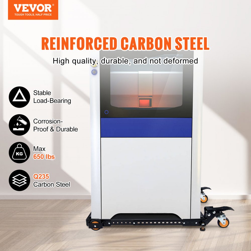 VEVOR Mobiler Unterbau, Tragkraft 650 lbs, einstellbar von 12 x 12 Zoll bis 36 x 36 Zoll, robuster universeller mobiler Unterbau mit Schwenkrädern, für Holzbearbeitungsgeräte, Bandsägen, Elektrowerkzeuge, Maschinen