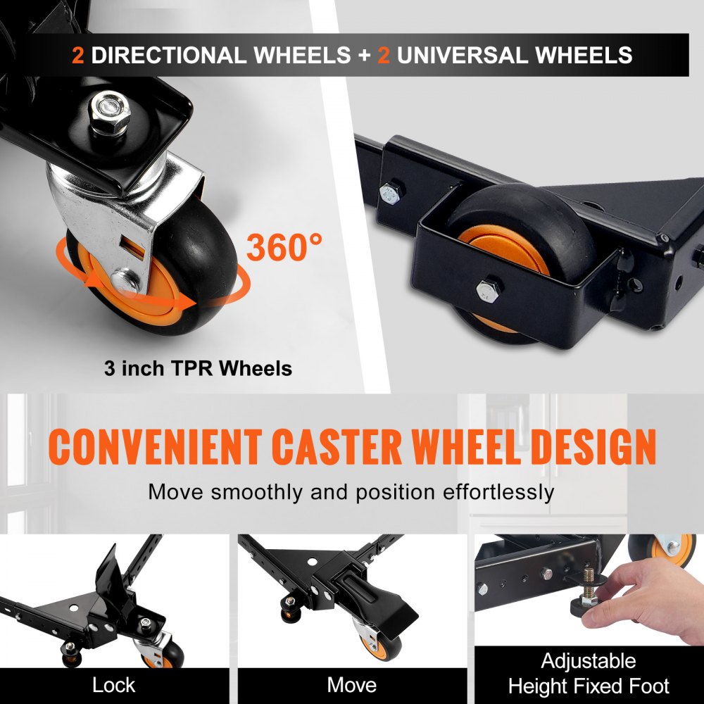 VEVOR Mobile Stand, 650 lbs load capacity, adjustable from 12 x 12 inches to 36 x 36 inches, robust universal mobile stand with swivel casters, for woodworking equipment, band saws, power tools, and machinery