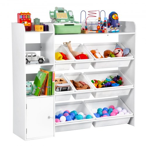 VEVOR Spielzeugaufbewahrung Bcherregal Spielzeugregal, 4-stckige multifunktionale Ablage mit 8 flexiblen Kunststoffbehltern, Schrank fr Schlafzimmer Klassenzimmer Kinderzimmer wei | VEVOR DE VEVOR Spielzeugaufbewahrung Bcherregal Spielzeugregal, 4-stckige multifunktionale Ablage mit 8 flexiblen Kunststoffbehltern, Schrank fr Schlafzimmer Klassenzimmer Kinderzimmer wei | VEVOR DE