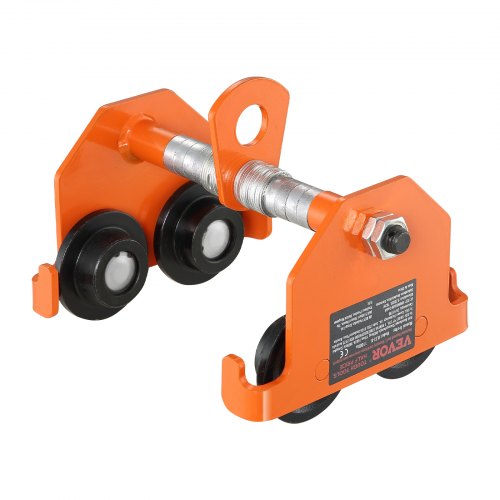 VEVOR Laufkatze 0,5Tonnen Tragfähigkeit Hallenkran 63,5-203,2mm Einstellbare Breite Kran 273x205x192mm Rollfahrwerk Doppelrad-Design Handfahrwerk für I- und H-Trägern Hallenkran Ladekran