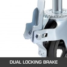 VEVOR Lenkrollen aus Polyurethan, 8 Zoll Eisenkern, Lenkstangenrollen mit Doppelfeststellbremse, verstellbare Füße, Tragfähigkeit 1100 lbs/500 kg pro Rad, 4er Pack