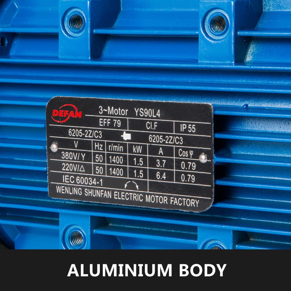 VEVOR 400V Wechselstrommotor Elektro Motor 1500 U Asynchronmotor Wechselstrommotor   1,5KW Drehstrommotor Motor
