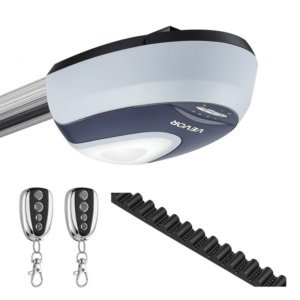 VEVOR Garagentorantrieb 600 N Garagentoröffner Ultraleiser Riemenantrieb, für Private Garagen, 4-tlg. Schienensystem, 2 Handsender & LED-Beleuchtung, Ein-Tasten-Bedienung im Fahrzeug, Schwarz & Weiß