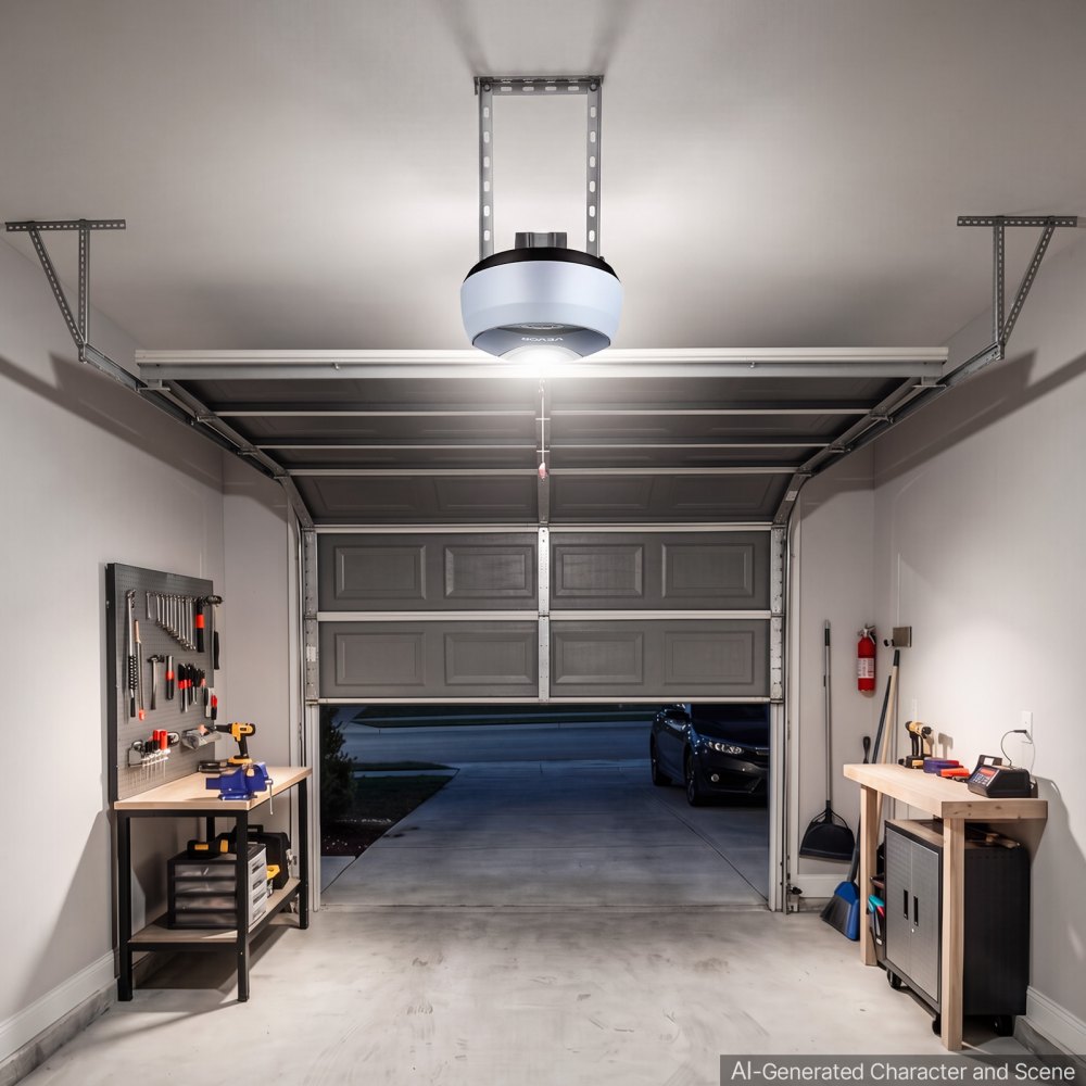 VEVOR Garagentorantrieb 600 N Garagentoröffner Hochleistungs-Kettenantrieb, für Private Garagen, 4-tlg. Schienensystem, 2 Handsender & LED-Beleuchtung, Ein-Tasten-Bedienung im Fahrzeug, Schwarz & Weiß