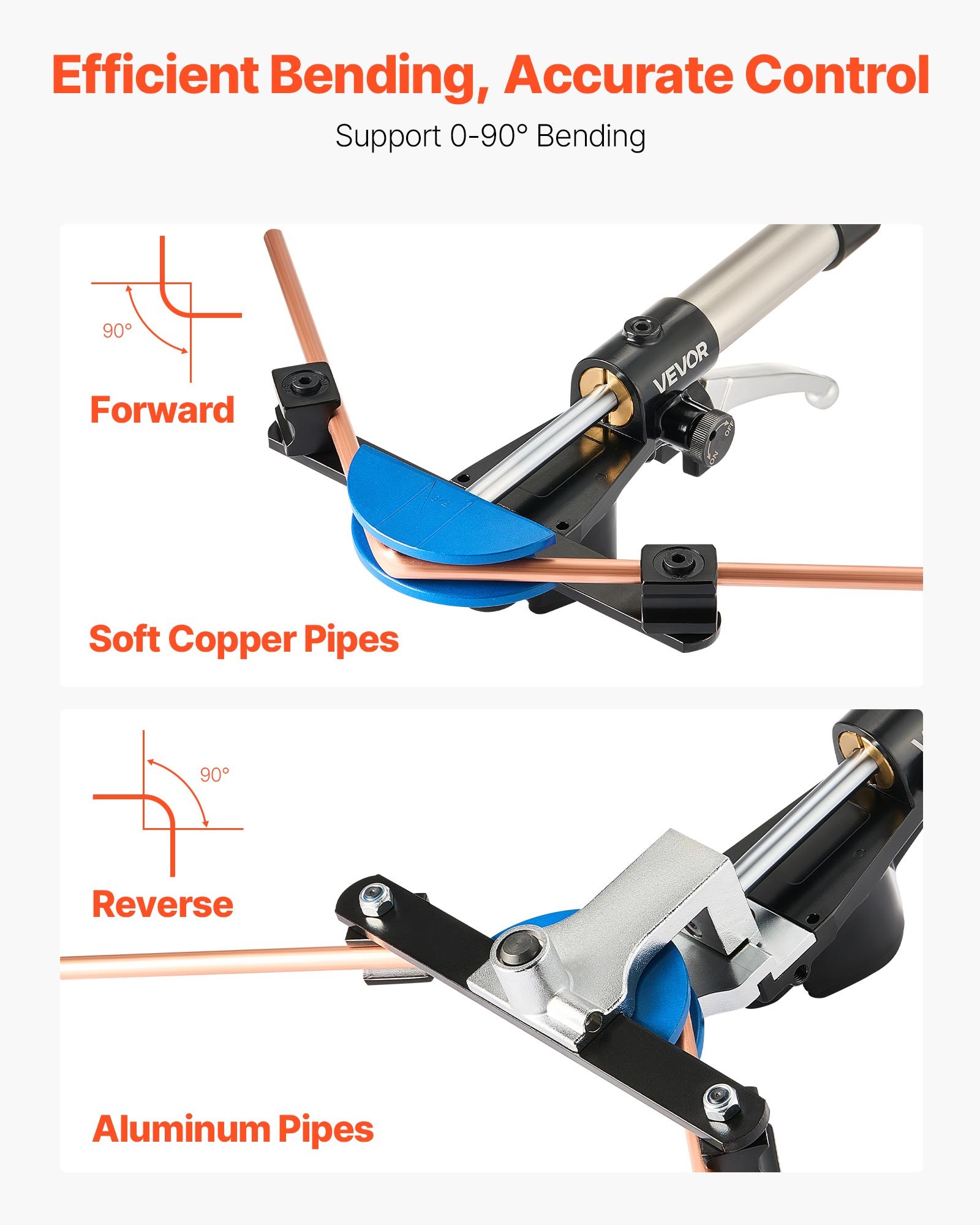 VEVOR Hydraulic Tubing Bender Kit, 6 mm to 22 mm, Copper Tube Pipe Bender, Forward/Reverse HVAC Bending Tool, with 7 Color Aluminium Alloy Dies, for HVAC Air Conditioning Refrigeration Auto Repair