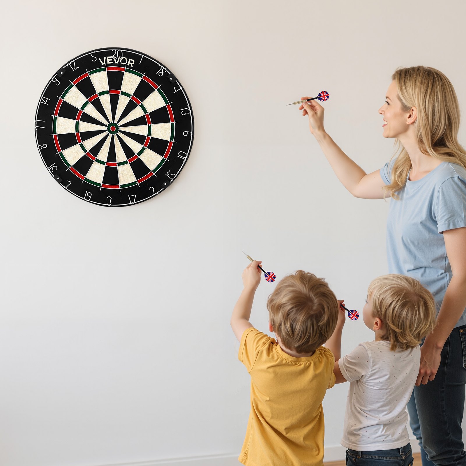 VEVOR Dartscheibe, mit 6 Dartpfeilen & Punktezähler, selbstheilendes Dartboard aus Sisalfasern mit klammerfreiem Bullseye & drehbarem Zahlenring, für Partys & Spielzimmer zu Hause