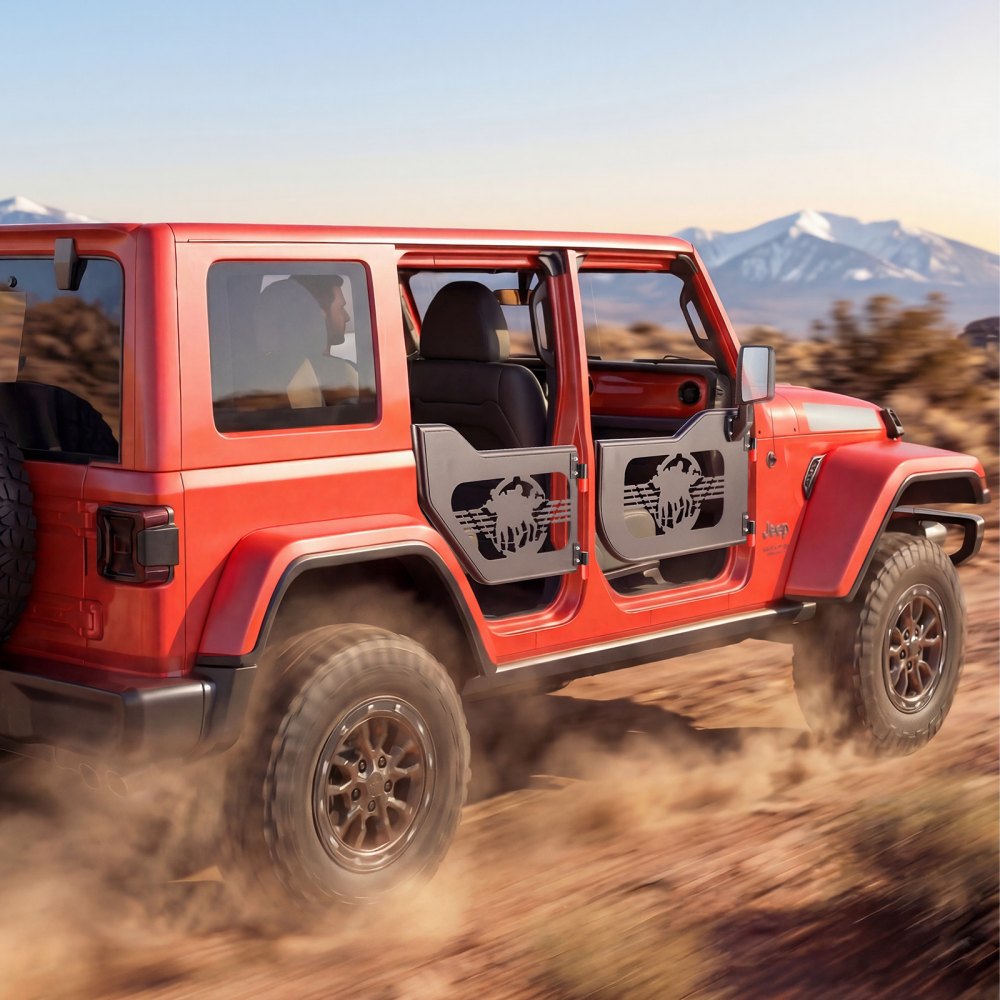 VEVOR Röhrentüren 4-türig, Kompatibel mit Jeep Wrangler JL (2018-2026) & Gladiator JT (2020-2026), Offroad-Halbtüren aus Stahl (Vorne & Hinten) mit DOT-zertifizierten Außenspiegeln, Rohrrahmentüren